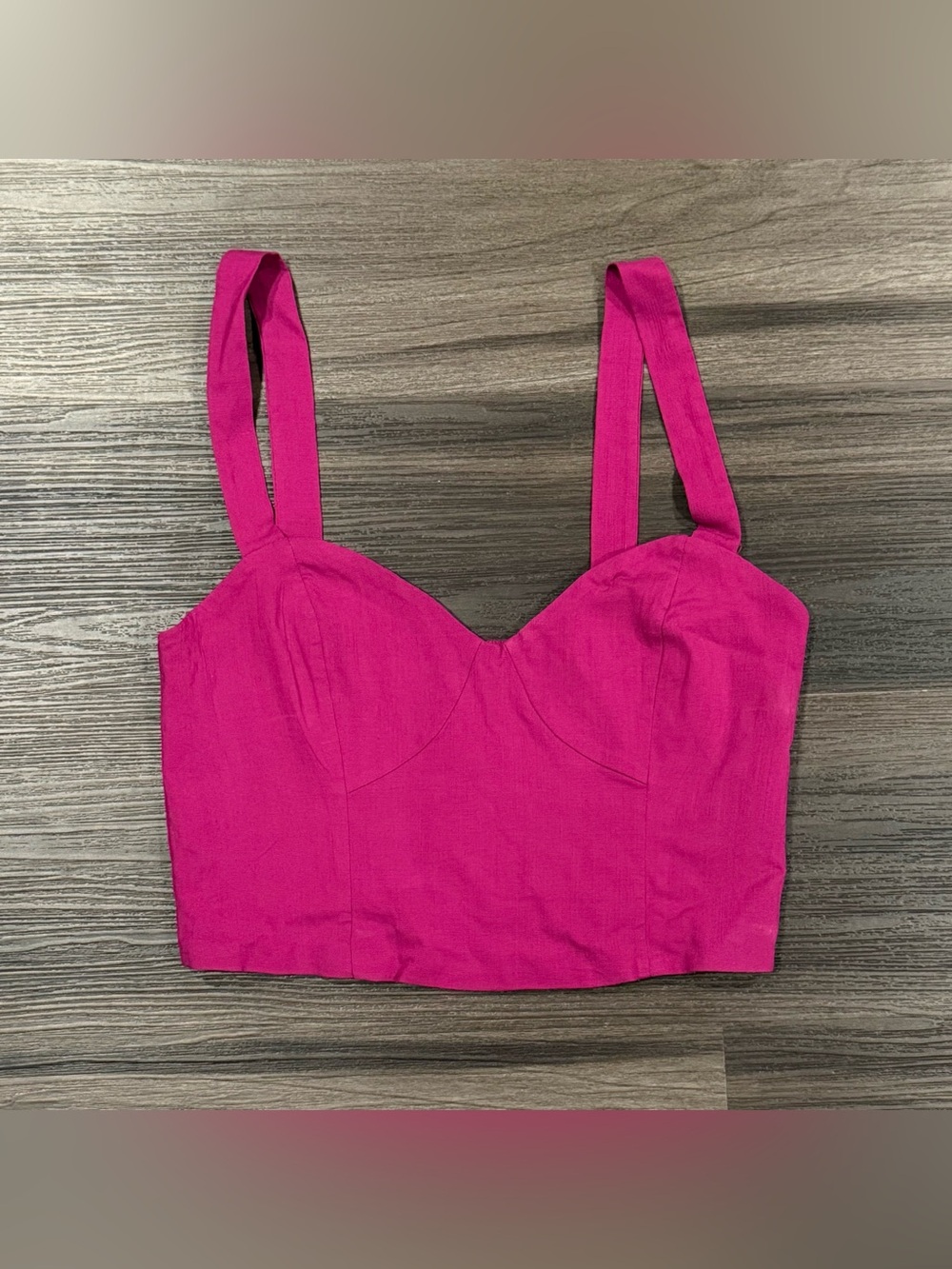 Free People Pink Bustier Crop Top Size 12 Smocked Back Wide Strap Y2K Boho